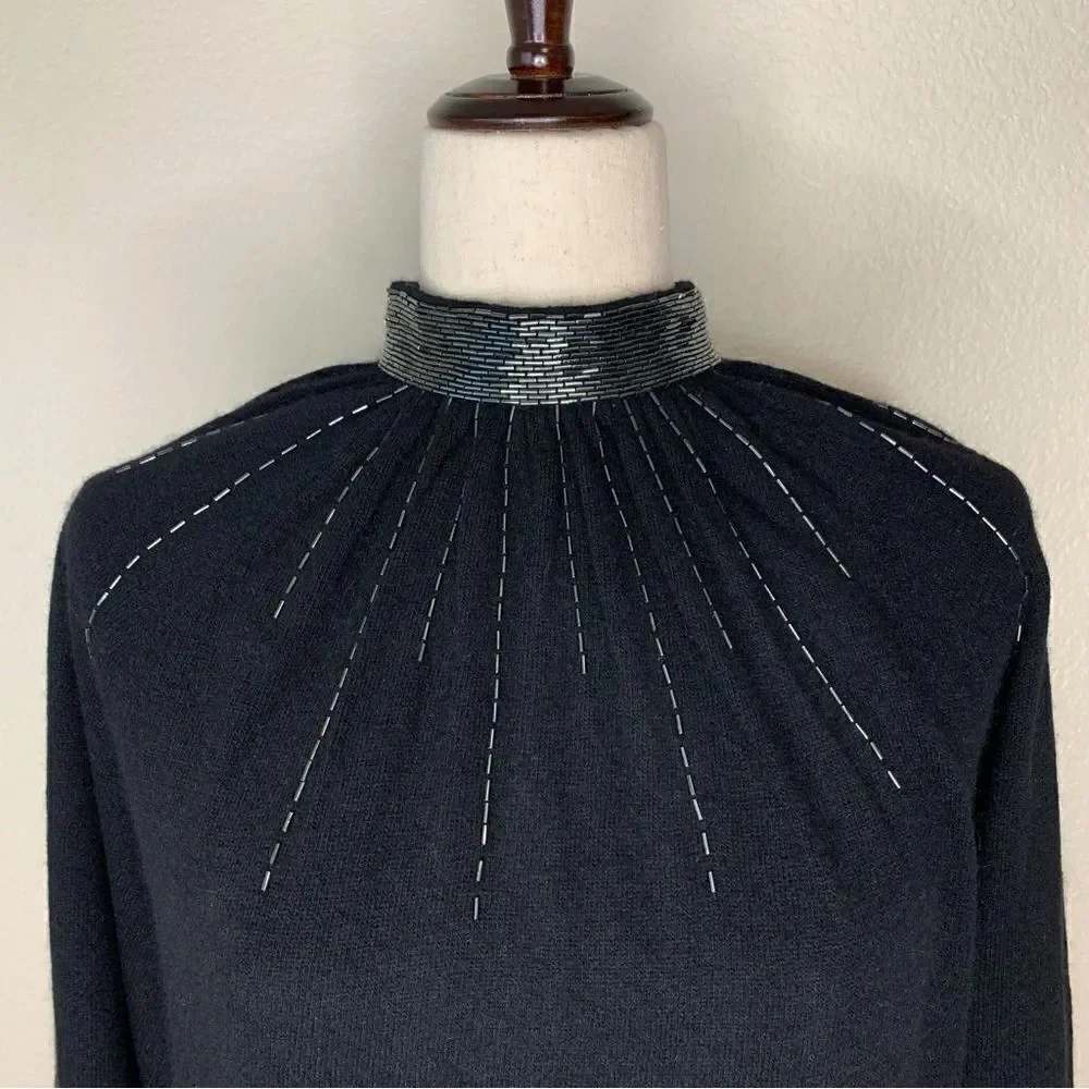 Into the Night by Laura Peterson Lambswool Blend Beaded Neckline Sweater